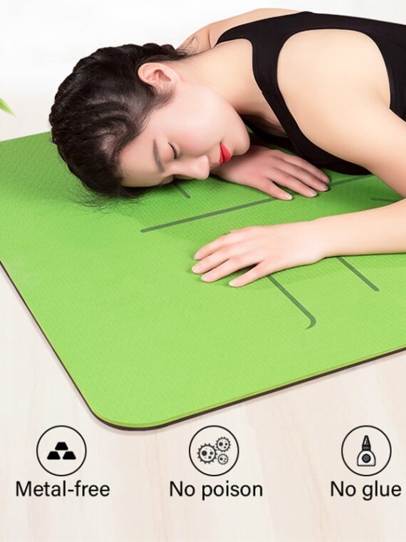 TPE Yoga Double Layer Non-Slip Mat Yoga Exercise Pad with Position Line For Fitness Gymnastics and Pilates