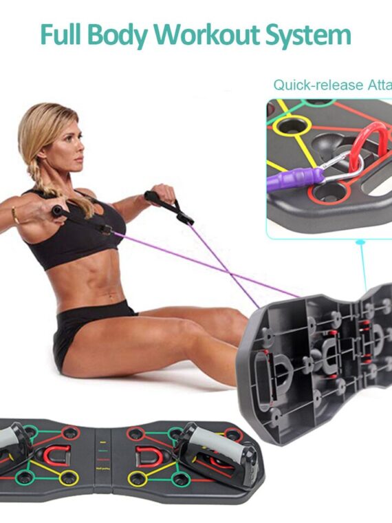 Multi-Function Foldable Push Up Board System with Resistance Tube Bands Pull Rope Bodybuilding Exercise Push-up Stand Board