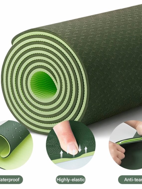 TPE Yoga Double Layer Non-Slip Mat Yoga Exercise Pad with Position Line For Fitness Gymnastics and Pilates