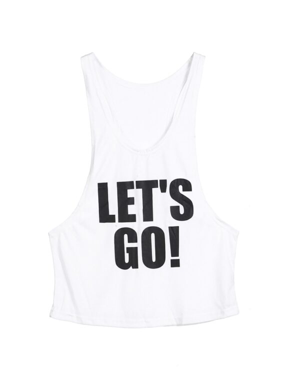 2020 New Women Summer Letter let's go Casual Black Sleeveless Workout Sleeveless shirt Female Sports Gym Top Vest