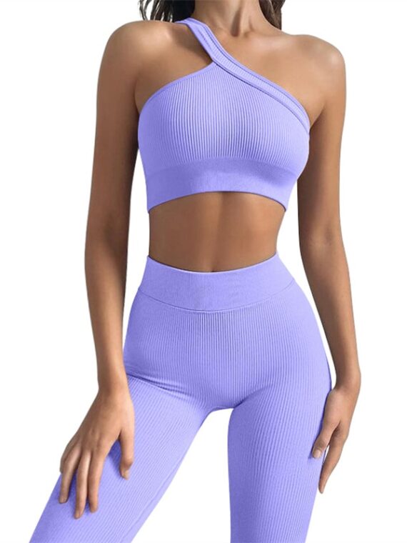 Sexy One Shoulder Sports Bra Yoga Two Piece