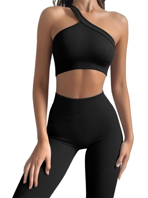 Sexy One Shoulder Sports Bra Yoga Two Piece